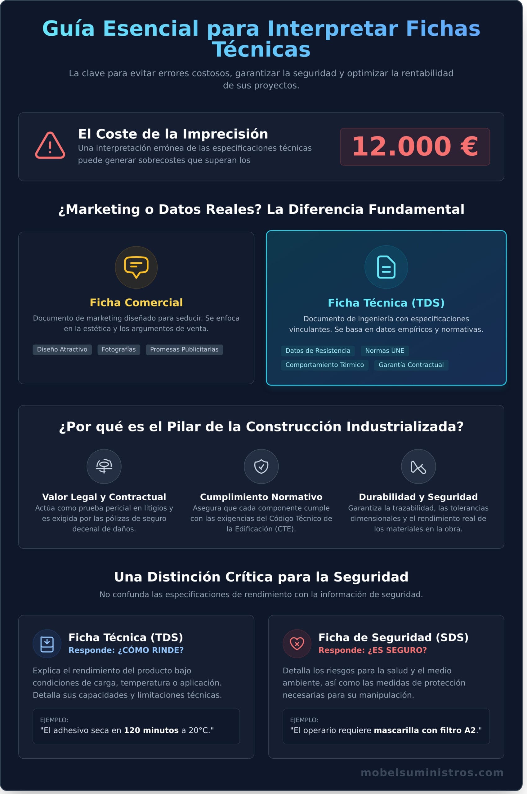 Cómo interpretar la ficha técnica de un producto industrial: Guía para profesionales de la construcción - Infographic