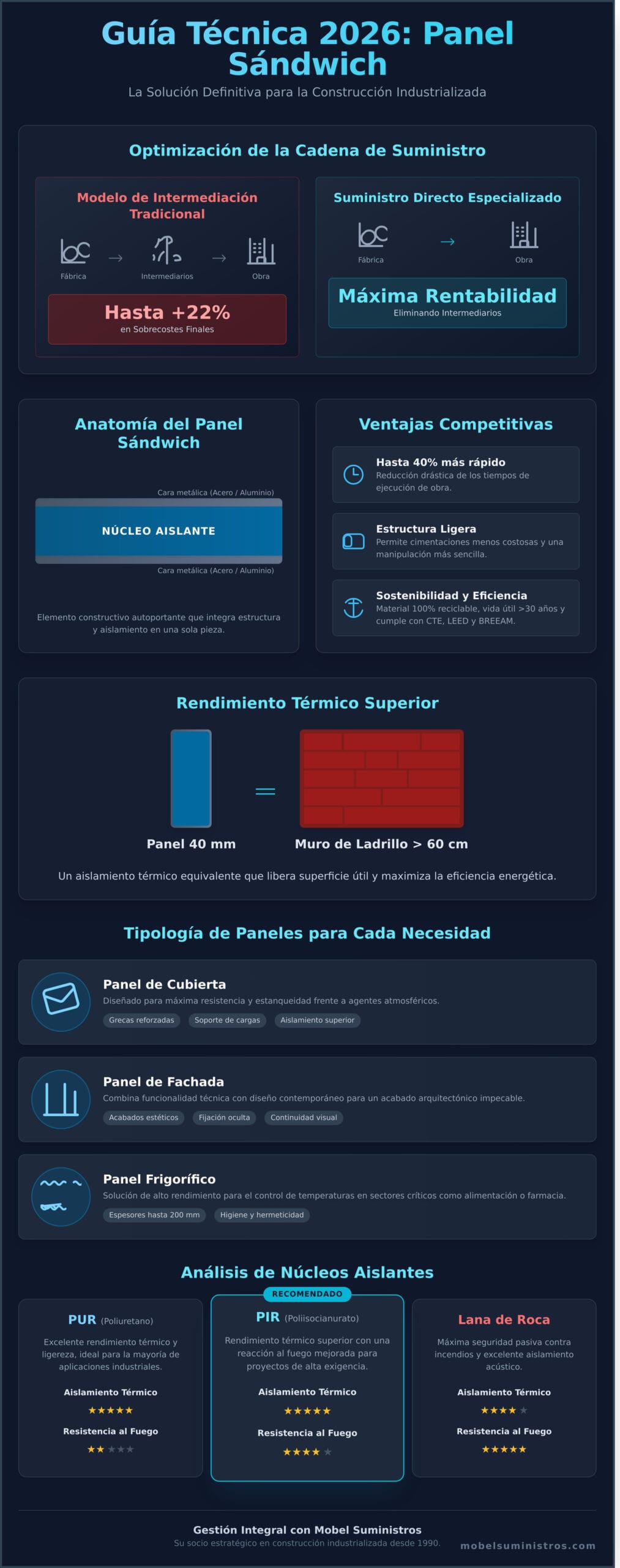 Panel Sándwich: Guía Técnica y Estratégica para la Construcción Industrializada 2026 - Infographic